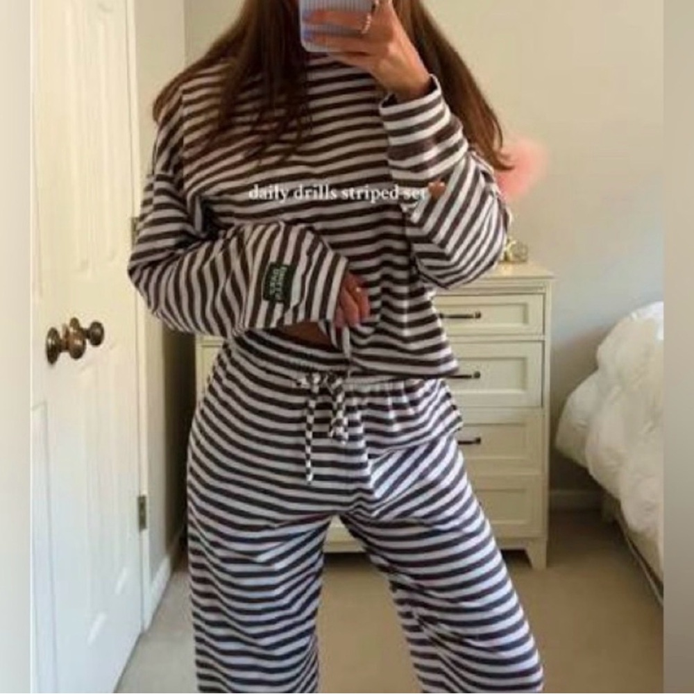 Daily Drills Striped Lounge Set in Navy and White